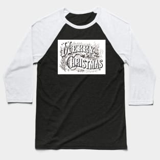 Vintage Merry Christmas Sketch Baseball T-Shirt